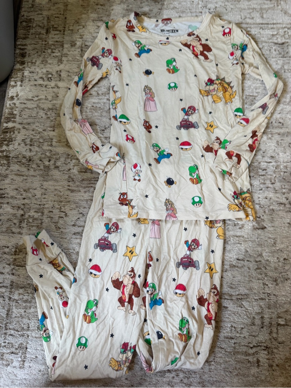5T Velveteen Bunny Knots Super Mario Kids Bamboo Pajama Set